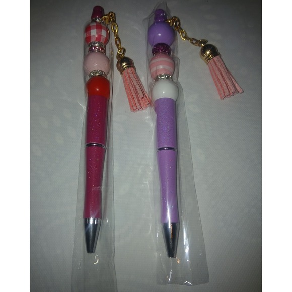 The Unbranded Brand Other - 2 Handmade Valentine Ink Pens, Brand New! With Hanging Tassles‎